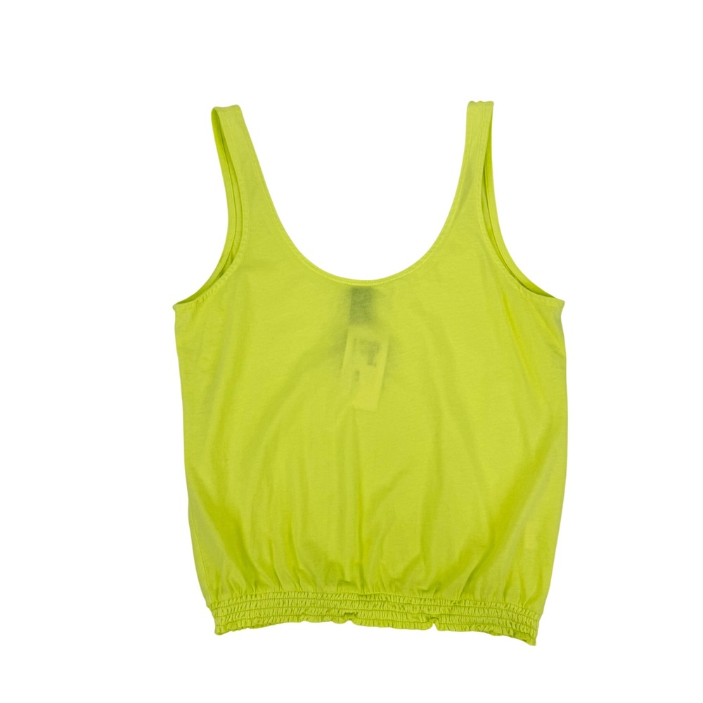 Bobi Smocked Bottom Tank Women M Zest Neon Yellow NEW Cotton Blouson 53A-60046EV